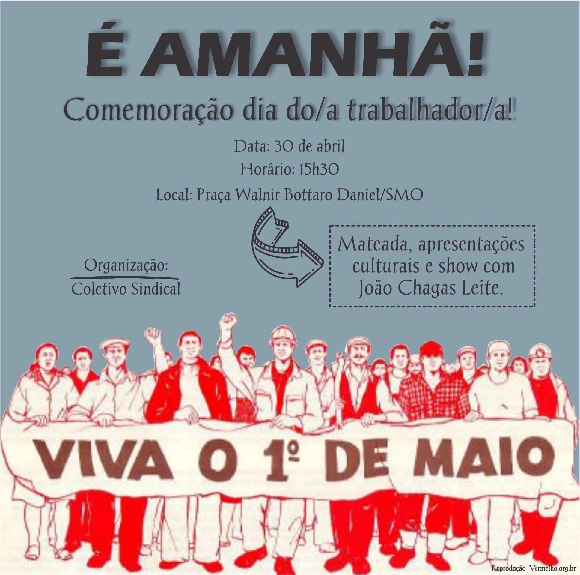 Amanhã, dia 30 de abril, vamos celebrar juntos/as o dia do/a trabalhador/a.