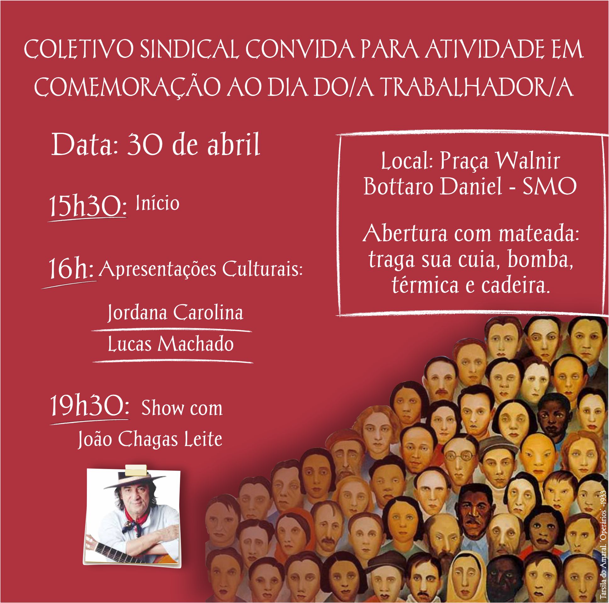Coletivo Sindical convida para atividade em comemoração ao dia do/a trabalhador/a